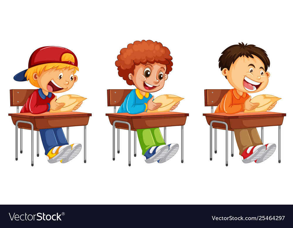 Set boy reading a book Royalty Free Vector Image