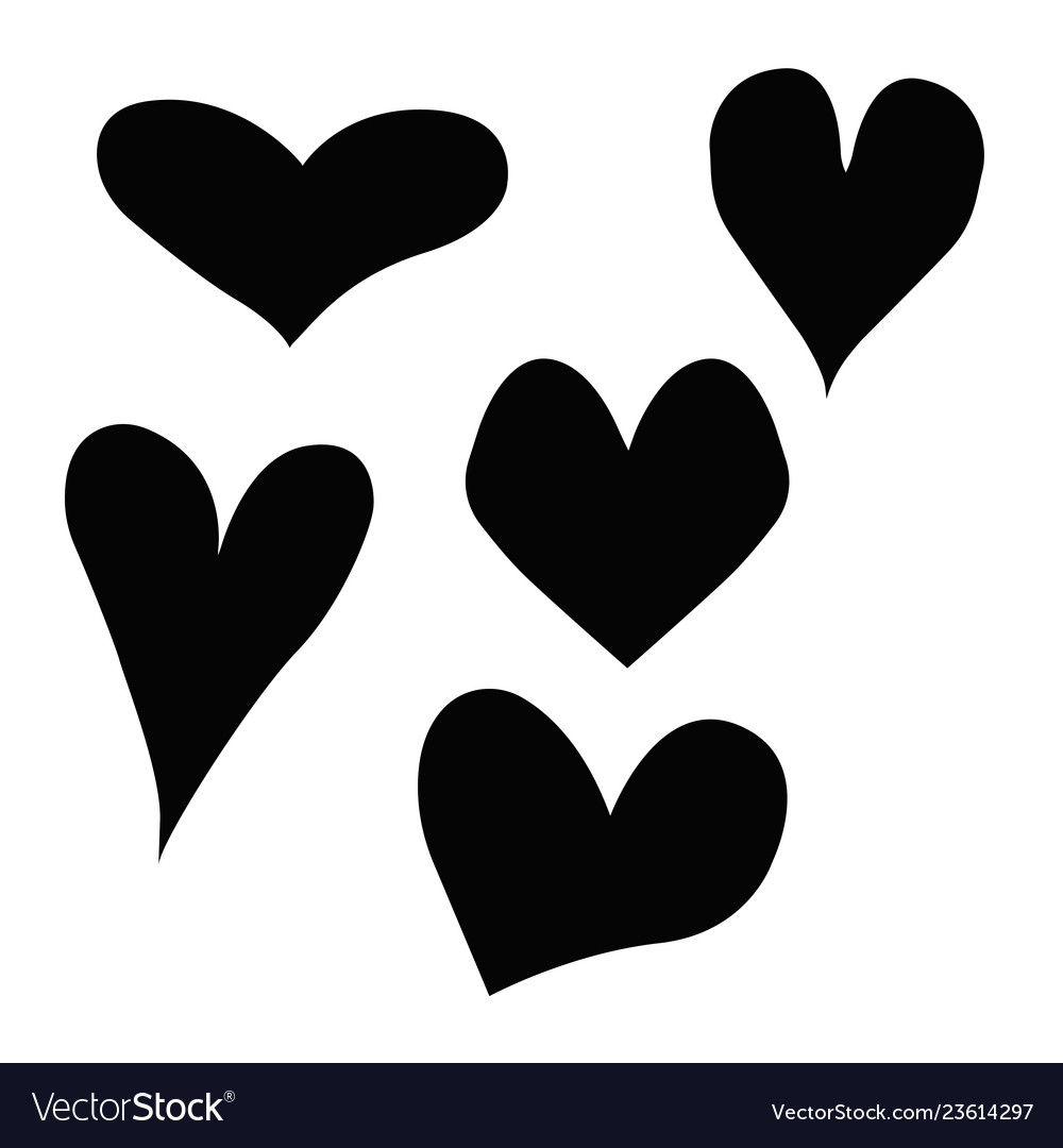 Set of outline hand drawn heart icon heart Vector Image