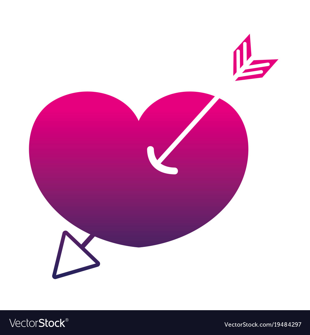 Silhouette arrow design inside heart love icon