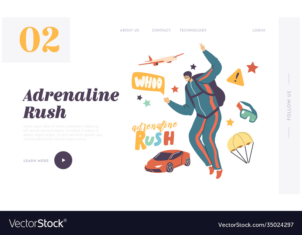 Skydiving parachuting sport landing page template