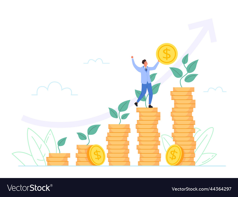 Steps coins growth growing savings increase Vector Image