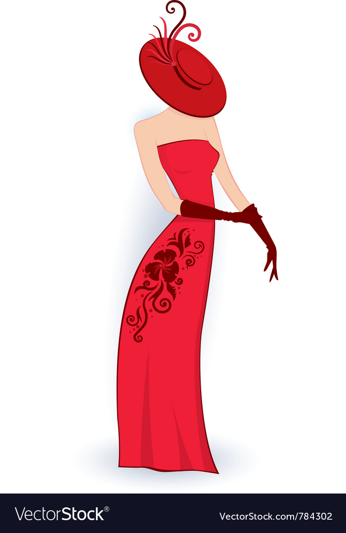 Classy lady in red dress Royalty Free Vector Image