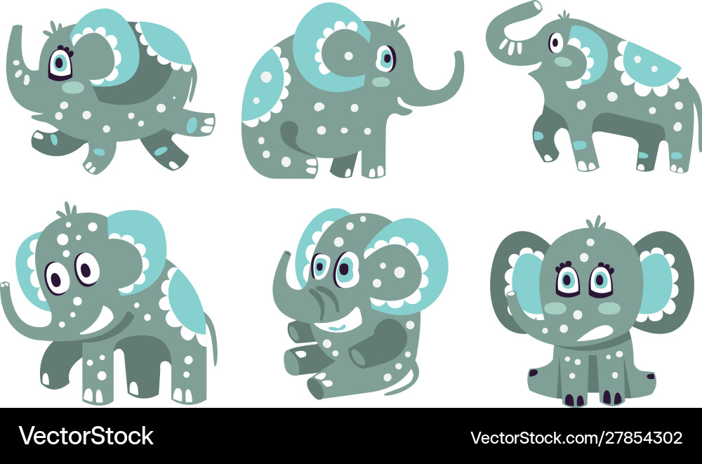 Cute gray elephants with a pattern Royalty Free Vector Image