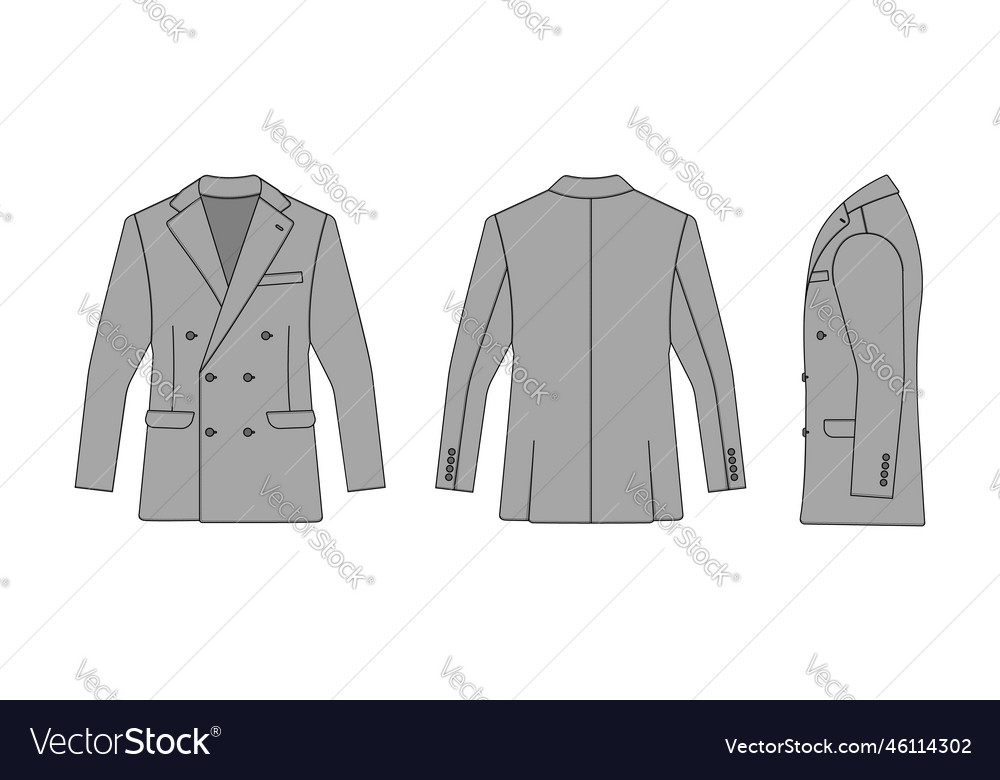 Double Breasted Suit Jacket Template With Side Vector Image 2160