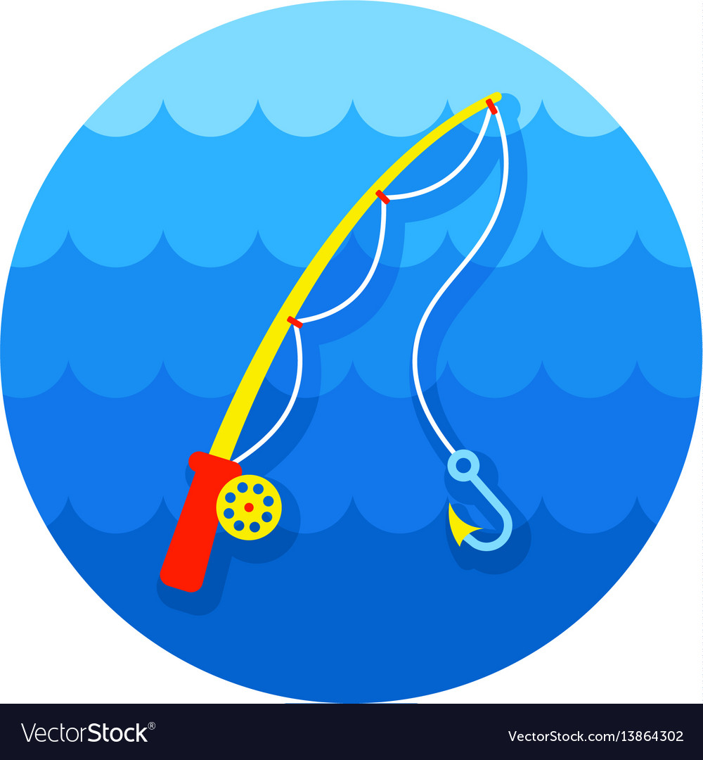 Fishing rod icon summer vacation