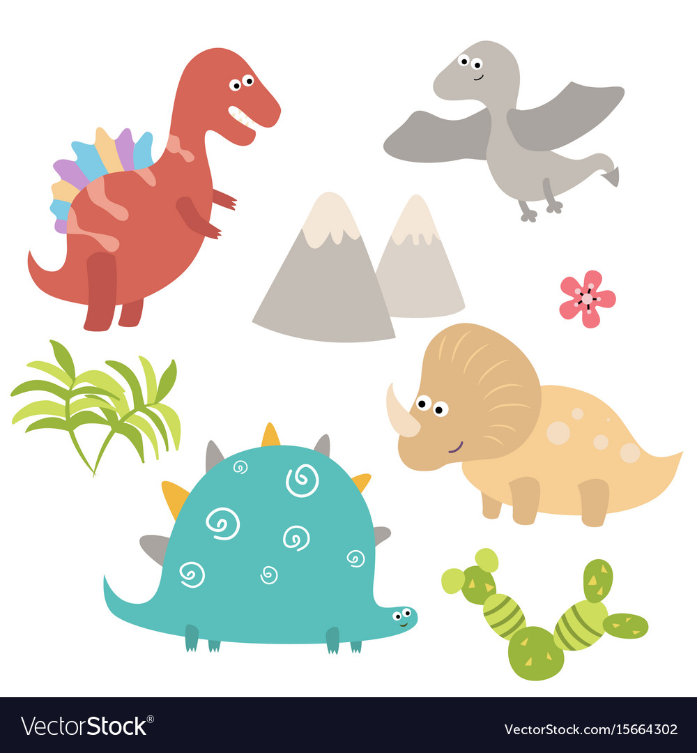 Funny cartoon dinosaurs Royalty Free Vector Image