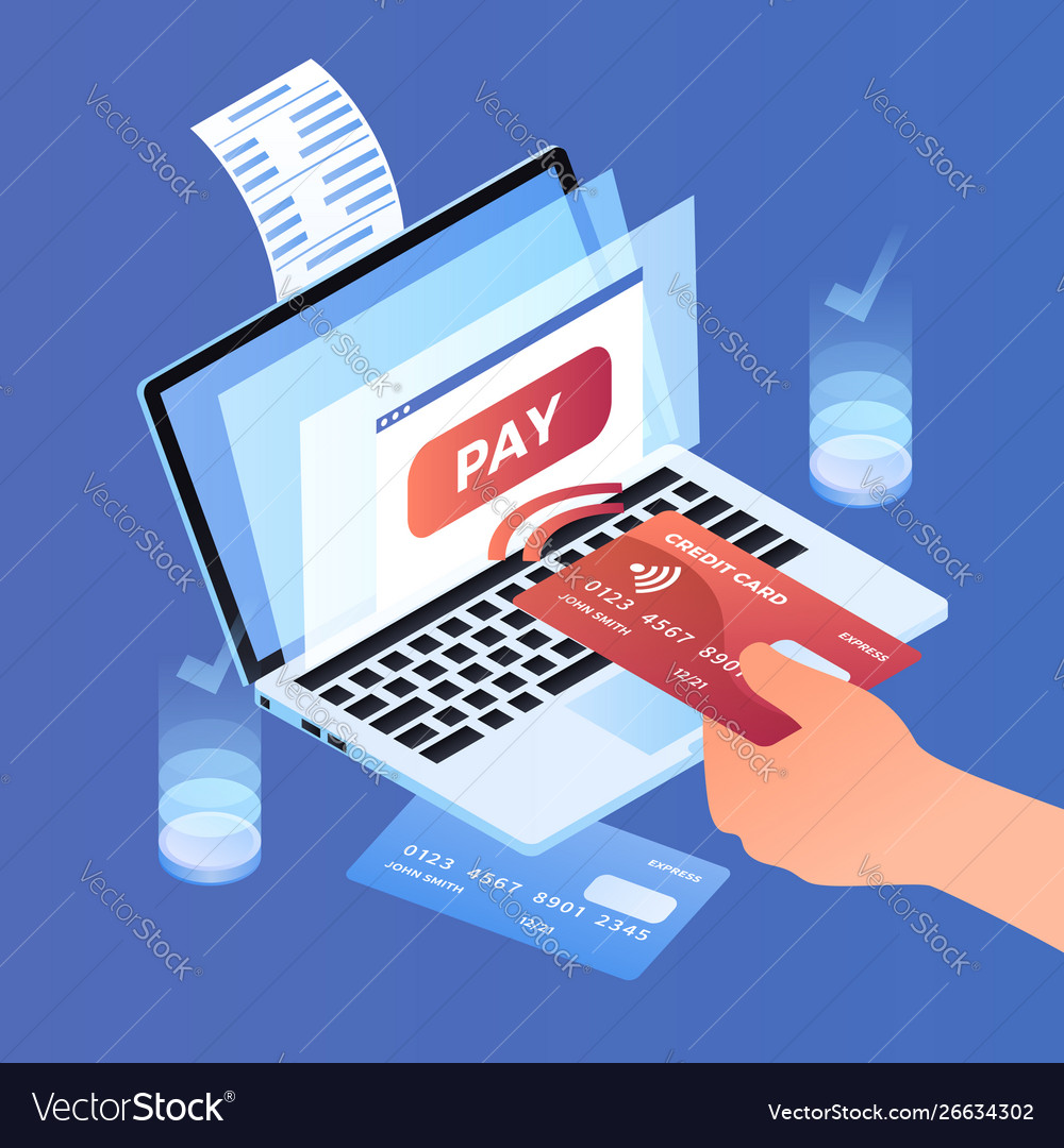 Online web payment concept background isometric Vector Image