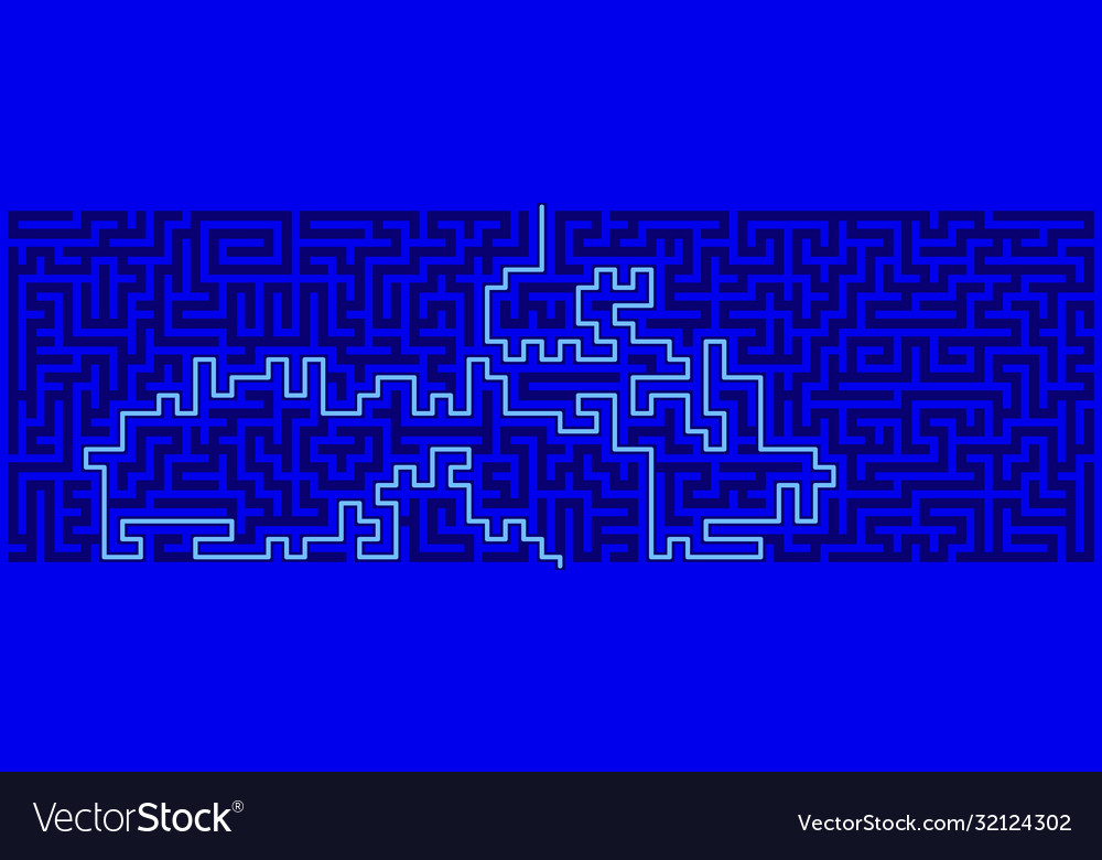 Panoramic maze with solution Royalty Free Vector Image