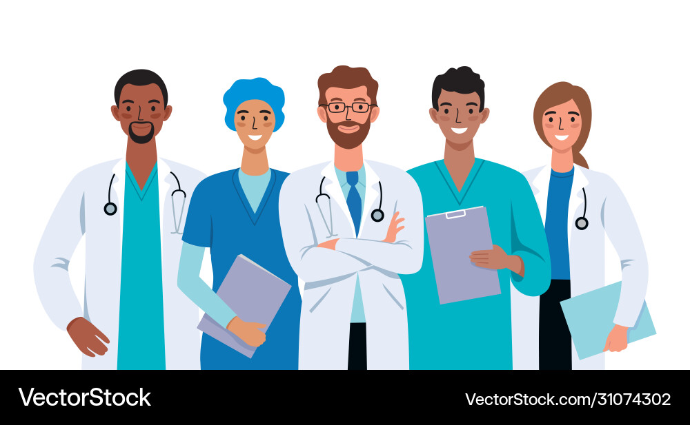 Set doctors and nurses Royalty Free Vector Image