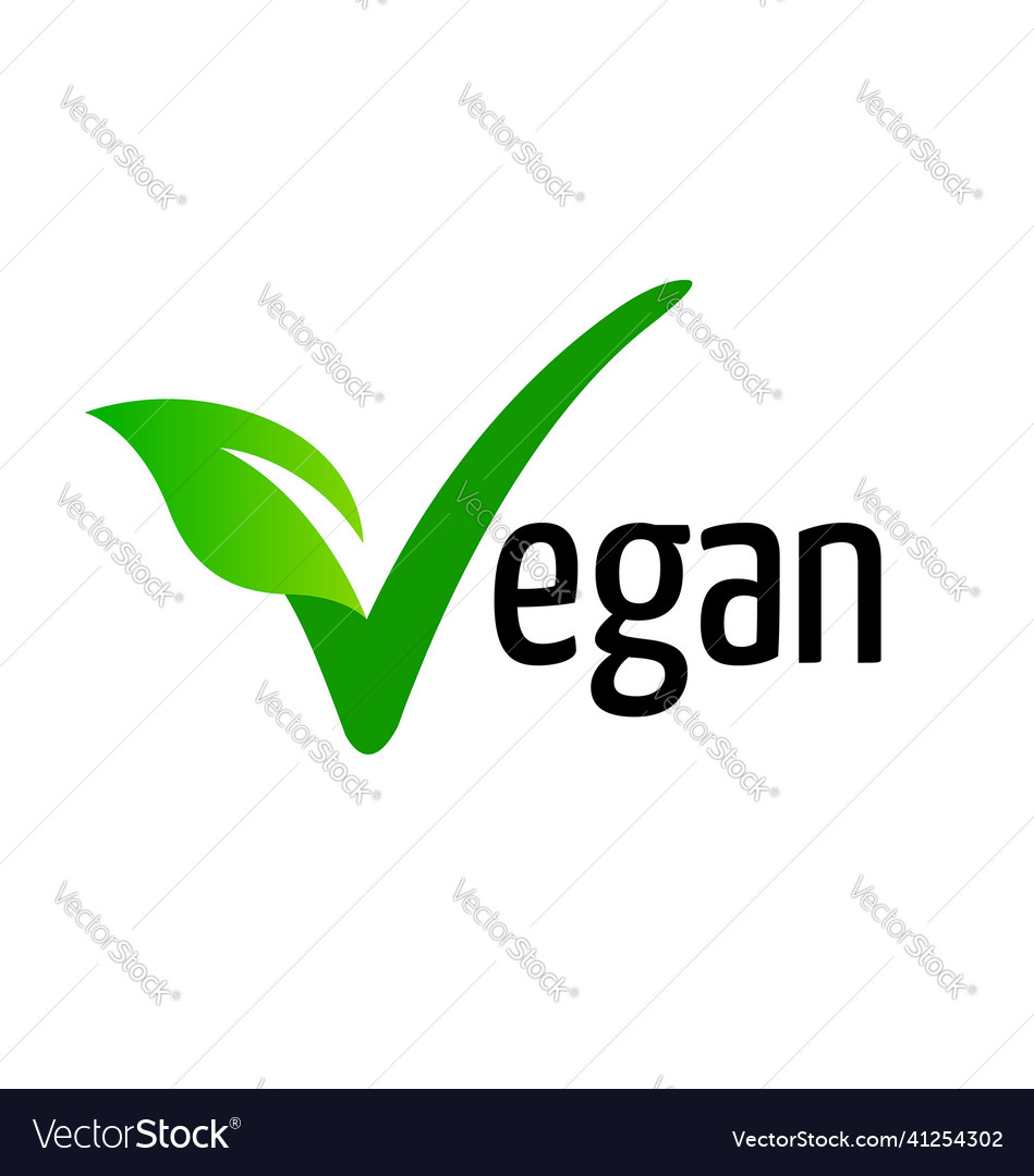 Vegan v leaf tick check mark logo icon Royalty Free Vector