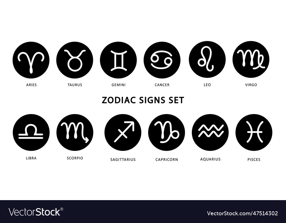 Zodiac sign icons symbols for astrological Vector Image