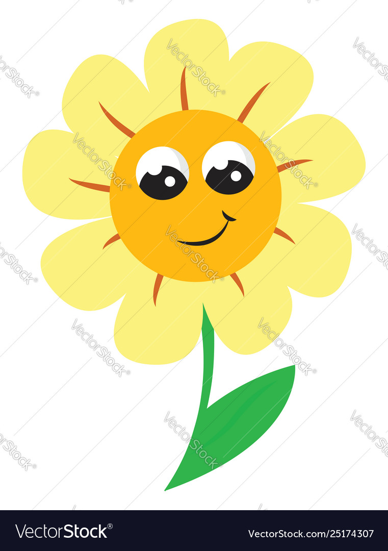 A smiling sunflower or color Royalty Free Vector Image