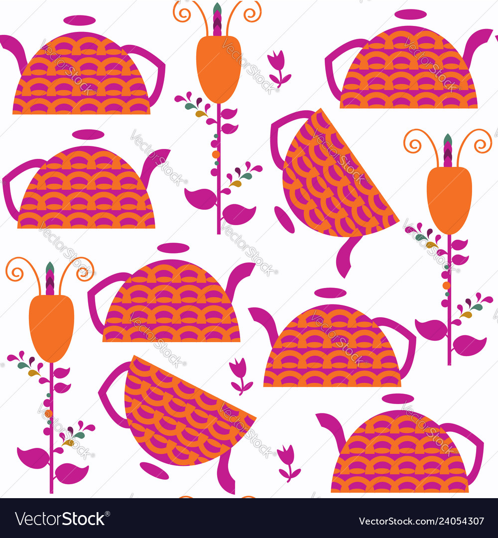 Abstract adorable tea pot seamless pattern