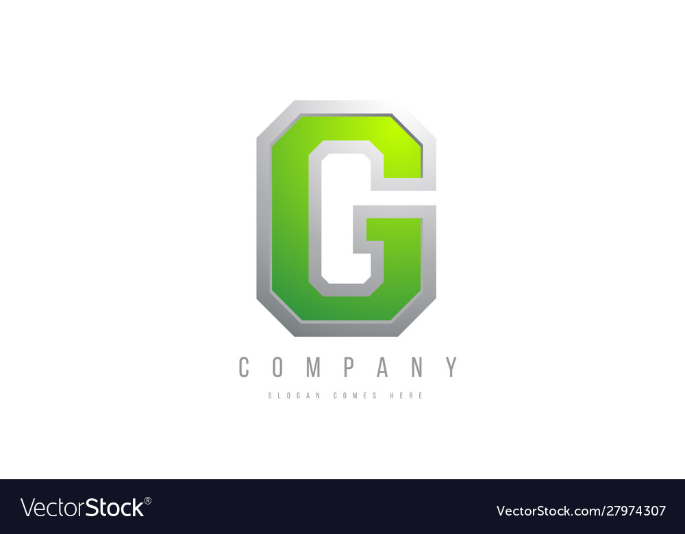 Alphabet letter g in green grey white color Vector Image