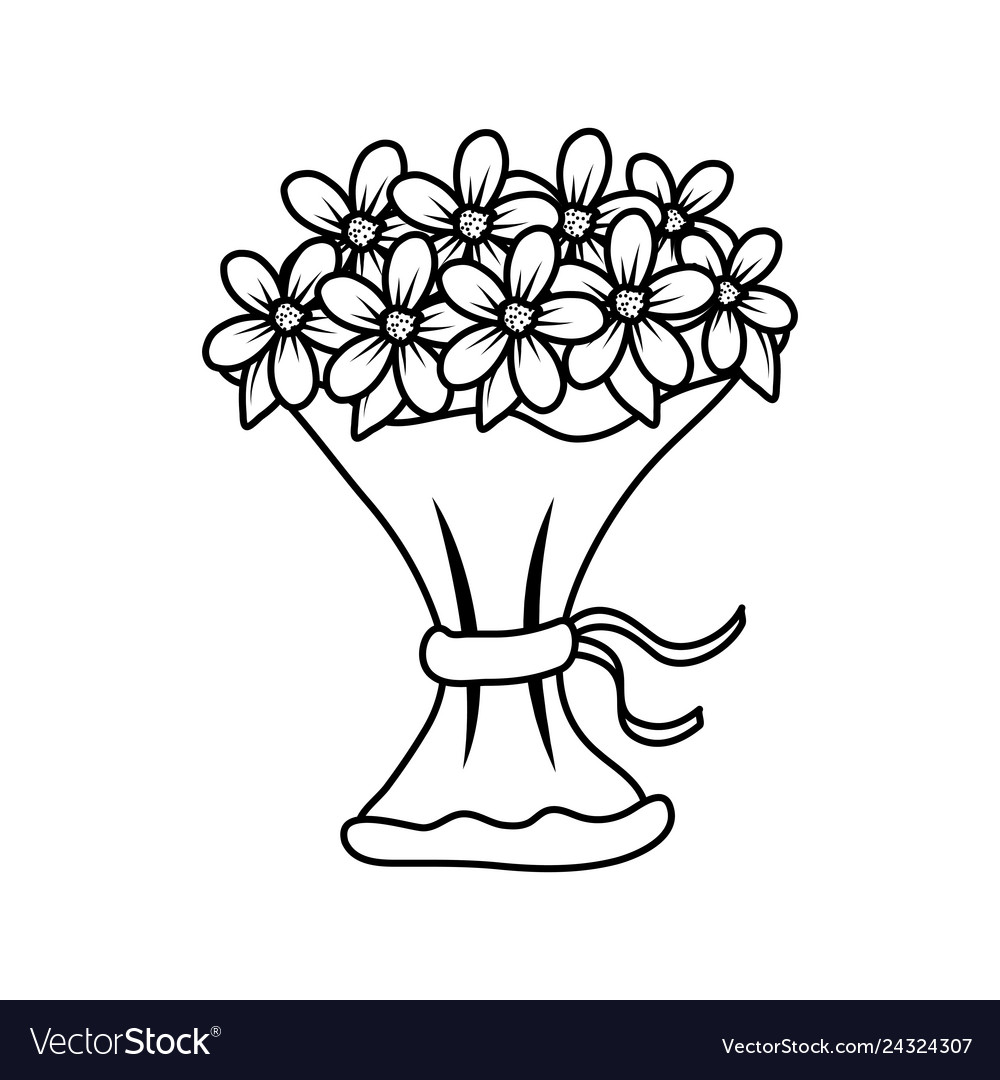 Beautiful Flowers Bouquet Icon Royalty Free Vector Image