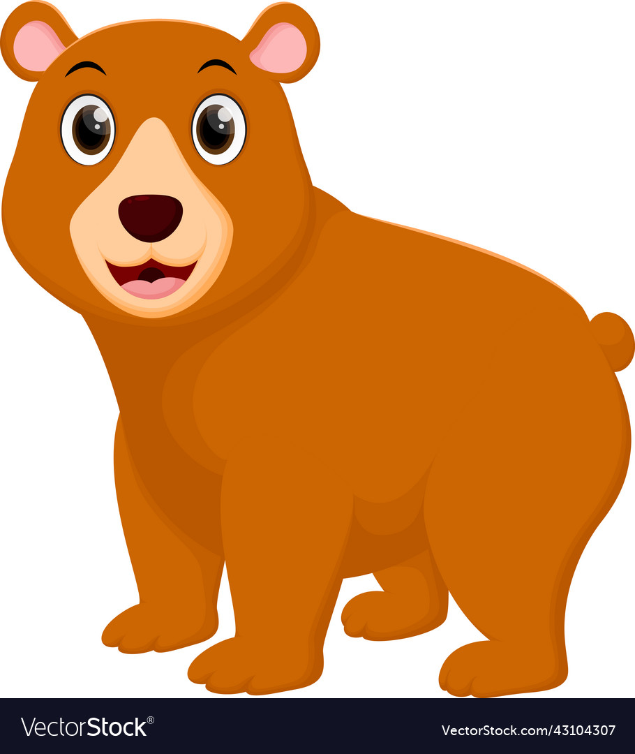 Cute brown bear cartoon isolated on white Vector Image