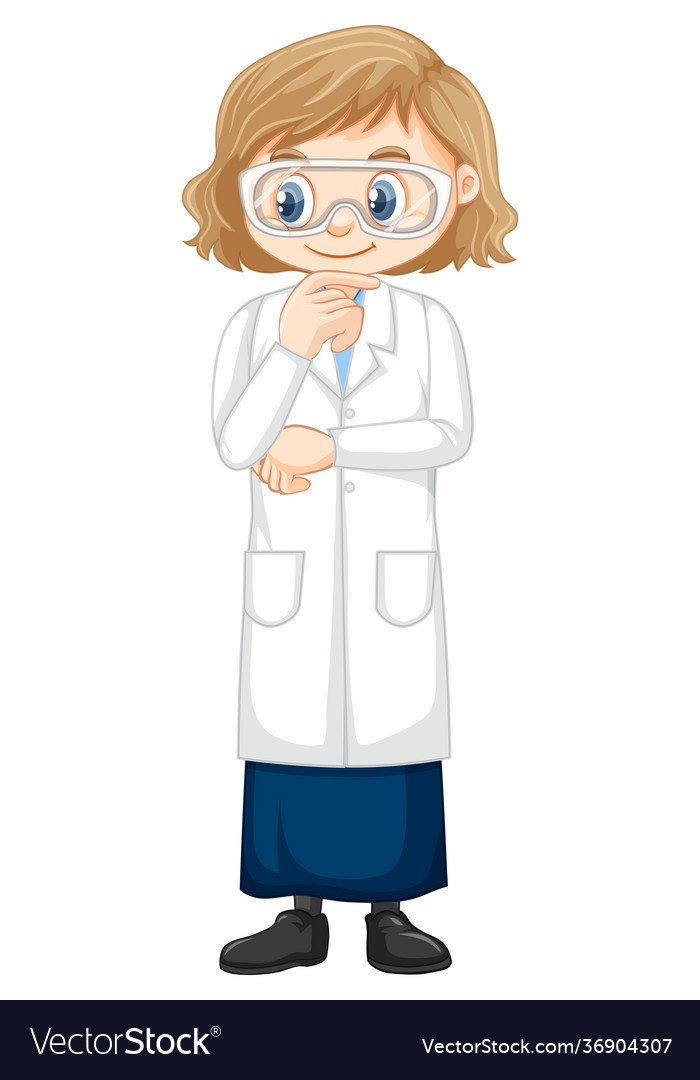 Cute girl cartoon character wearing science lab Vector Image