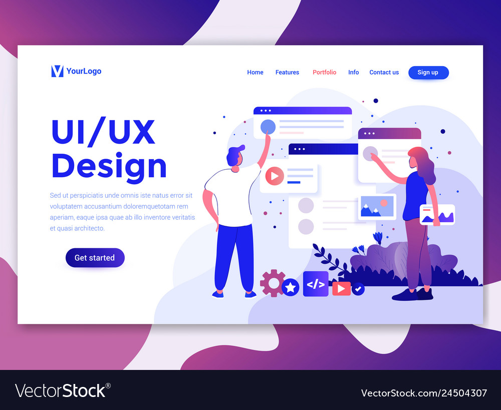 Flat modern design of website template ui design