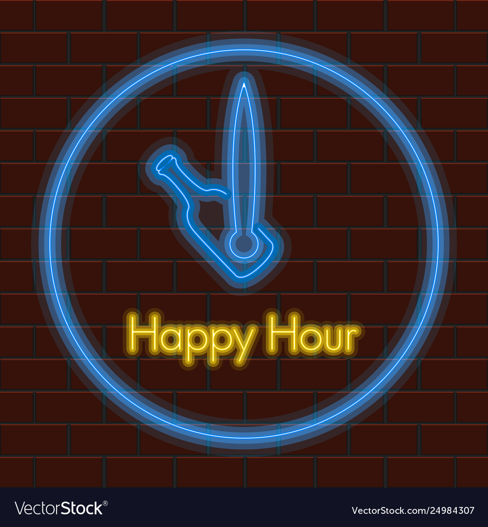 Happy hour neon poster