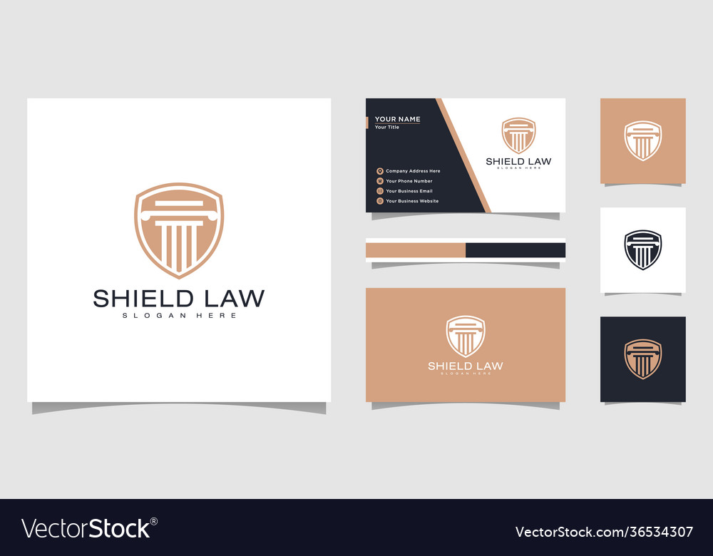 Law firm shield logo design and business card