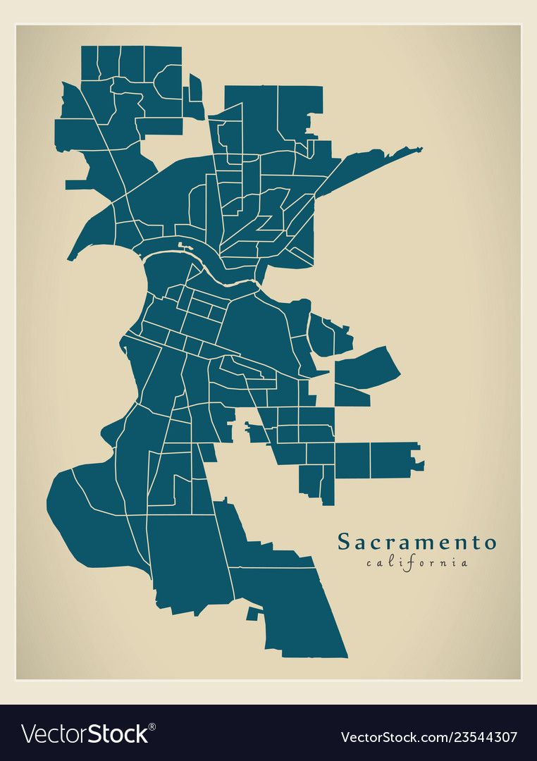 Modern city map - sacramento california