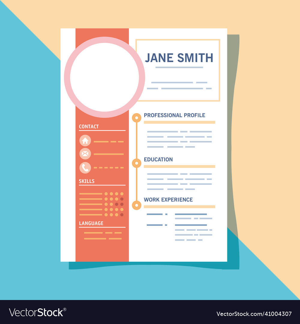 Orange Cv Template Royalty Free Vector Image - Vectorstock