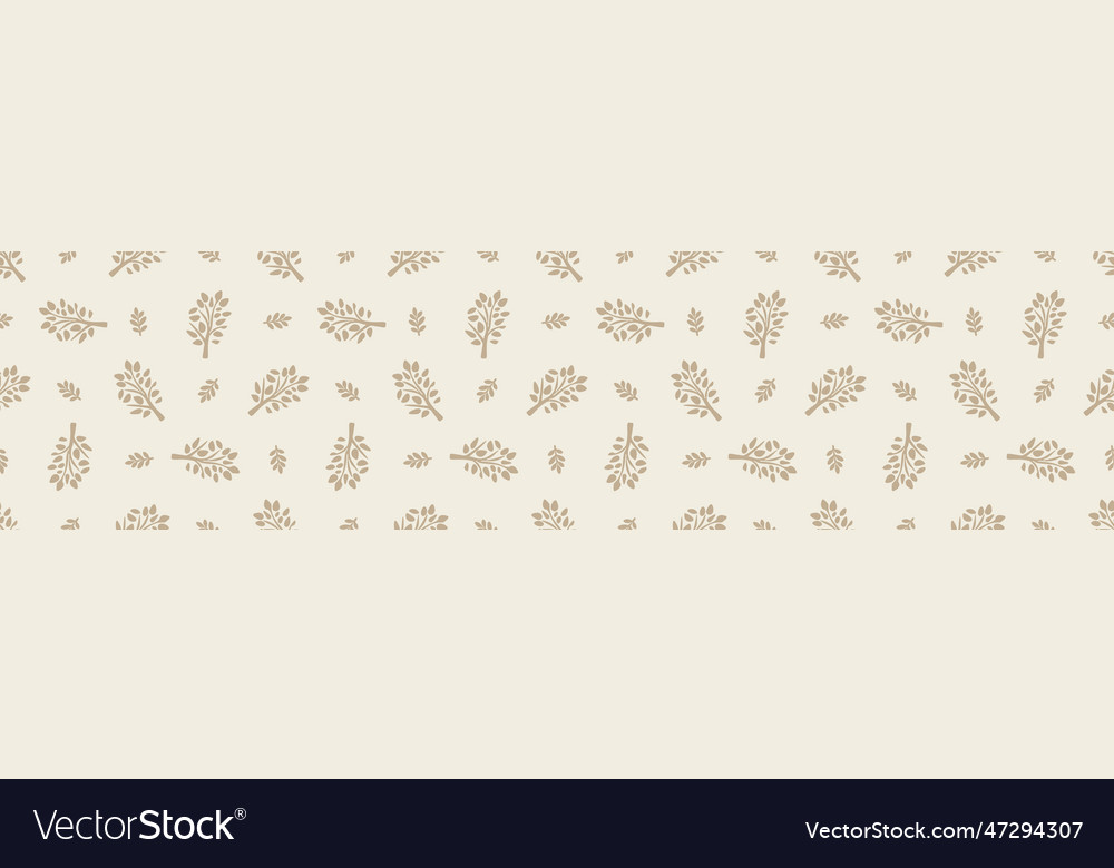 Quirky Forest Tree Lino Cut Motif Border Vector Image