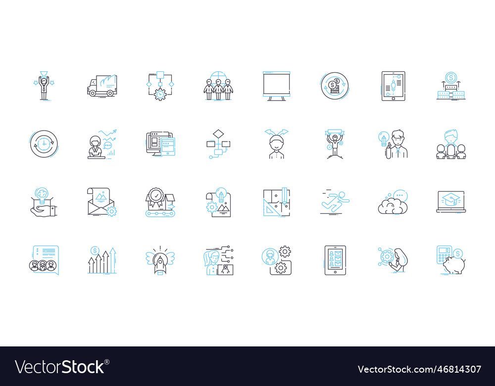 Resource allocation linear icons set allocation Vector Image