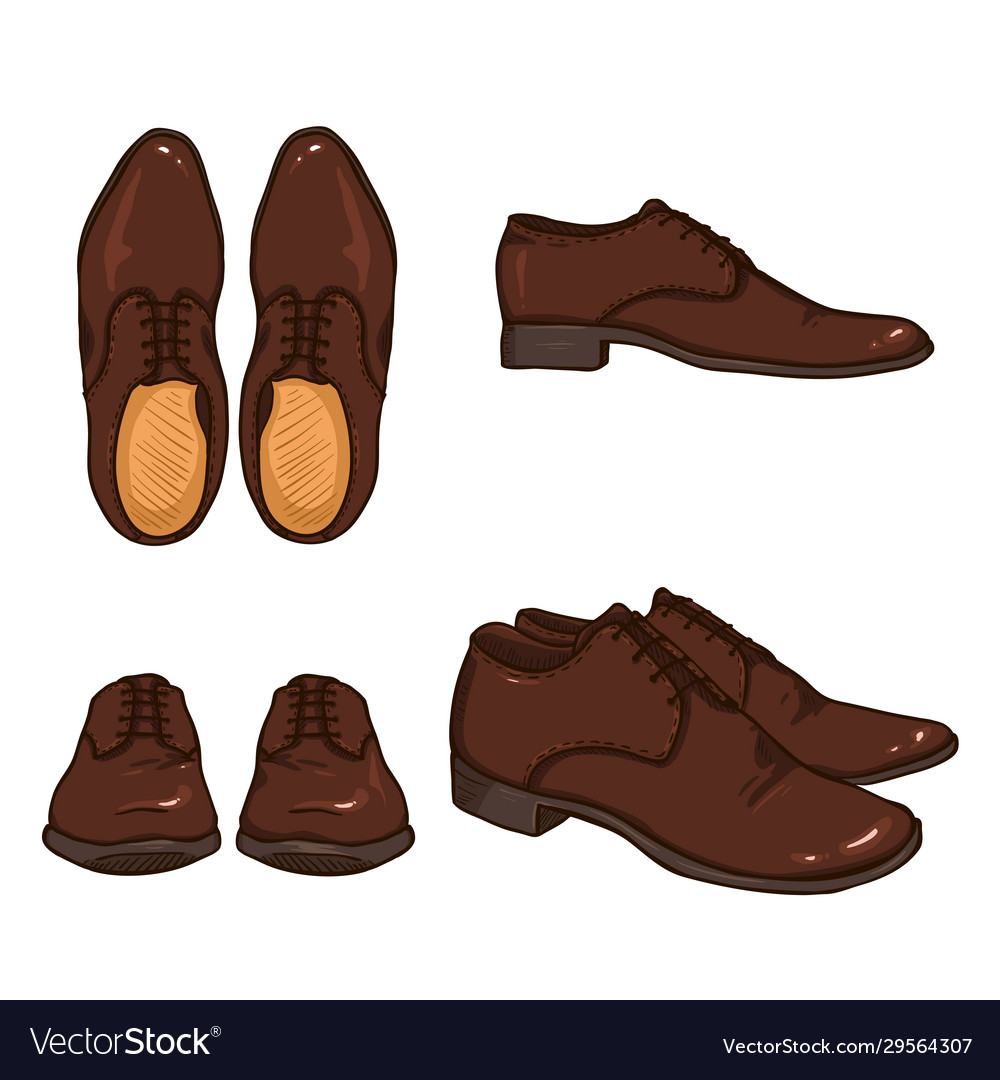 Set cartoon classical shoes views variations