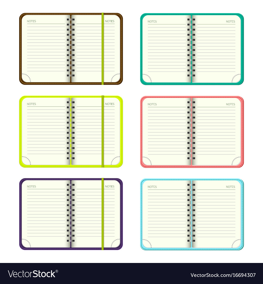 set of template open a blank notepad royalty free vector