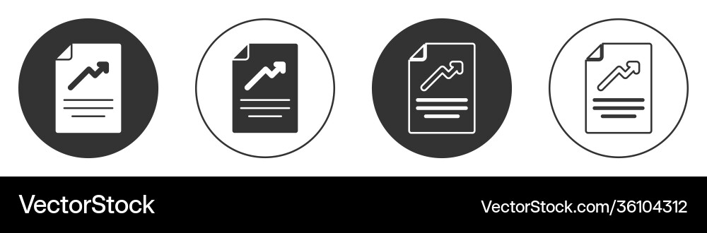 Black document with graph chart icon isolated Vector Image