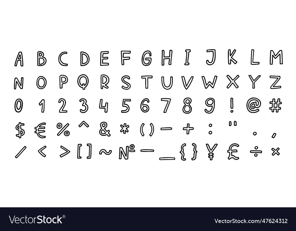 Black English From A To Z Alphabet Font Royalty Free Vector