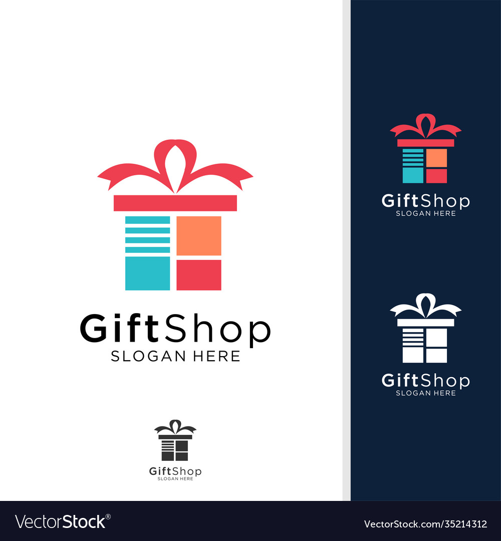 Gift shop logo design concept template Royalty Free Vector