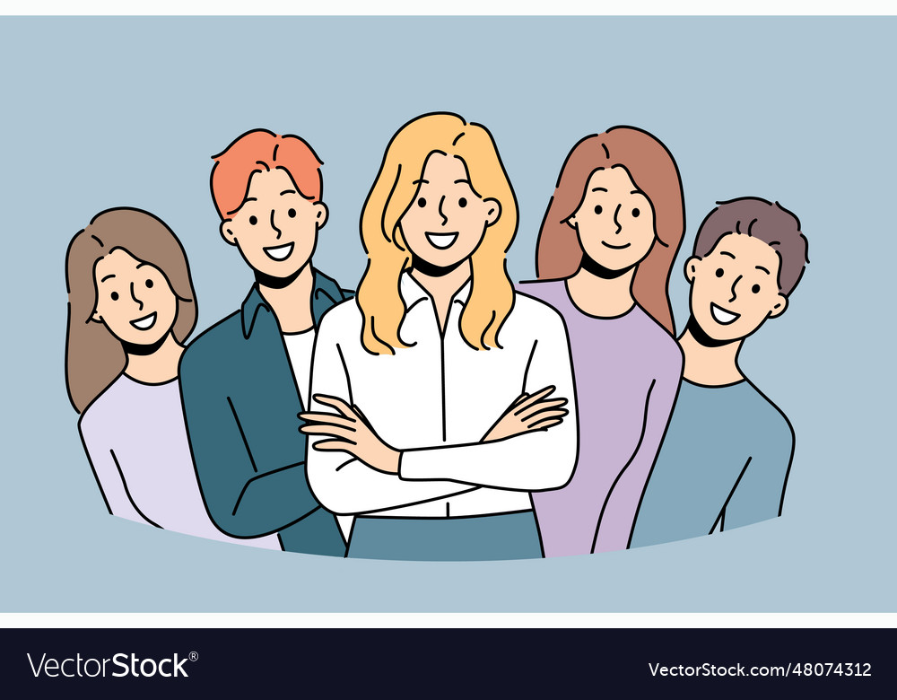 Group of businesspeople smiling and looking Vector Image