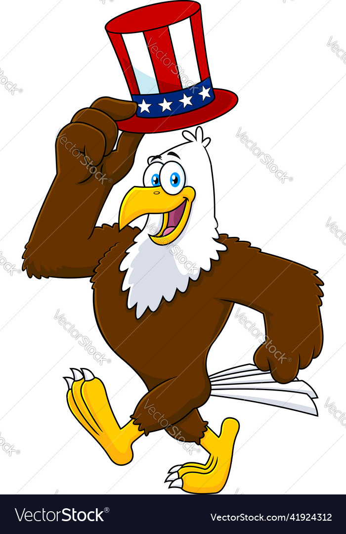 Happy patriotic eagle cartoon character