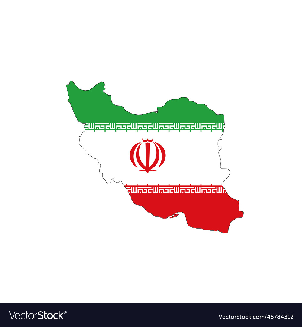 Iran national flag in a shape of country map Vector Image