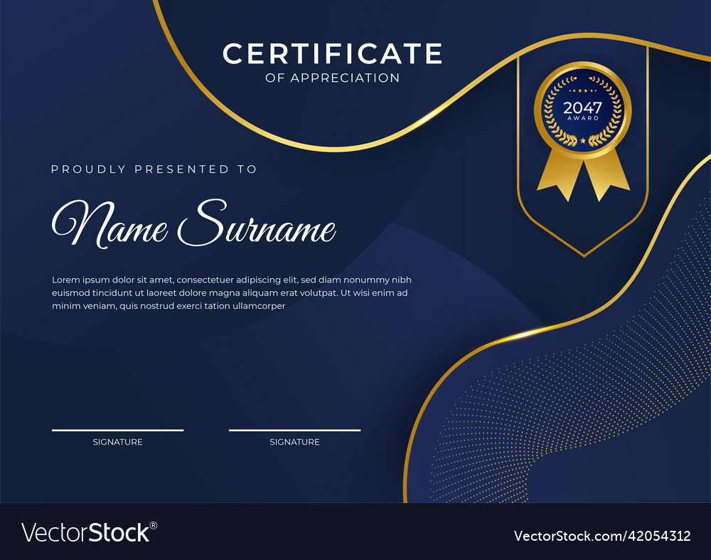 Luxury shine golden blue certificate design Vector Image