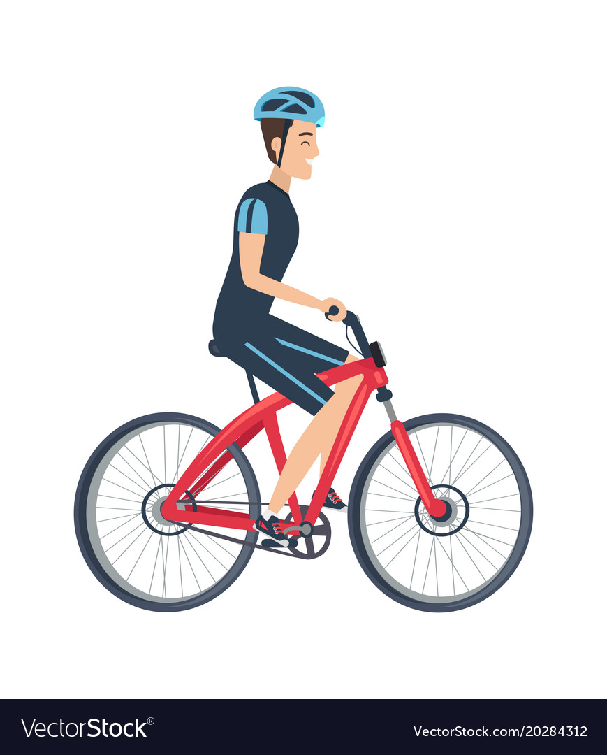 Male ride bike isolated white Royalty Free Vector Image