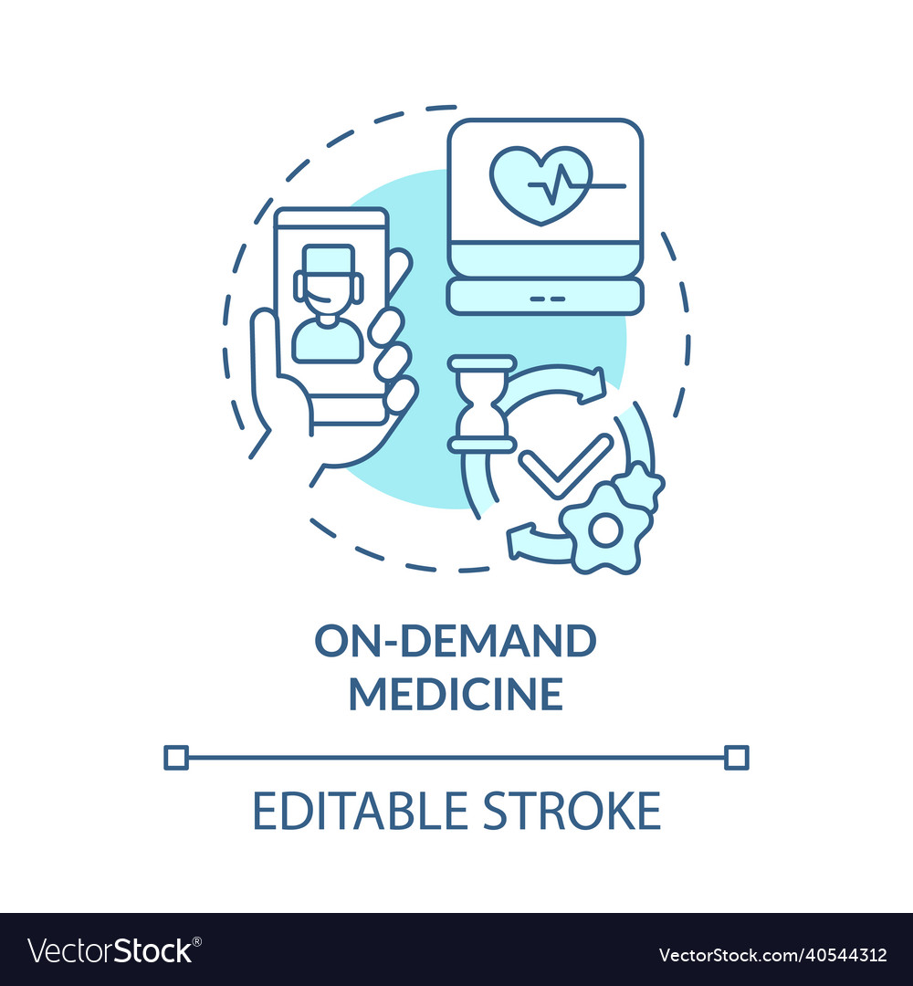 On-demand medicine blue concept icon Royalty Free Vector