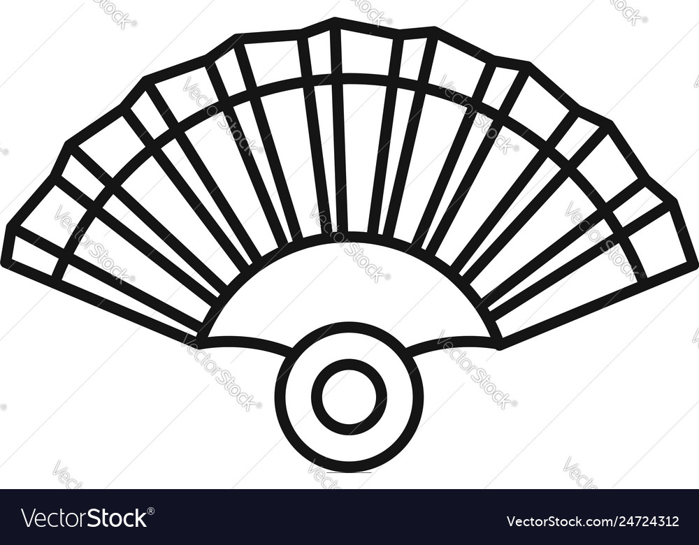 Open Hand Fan Icon Outline Style Royalty Free Vector Image