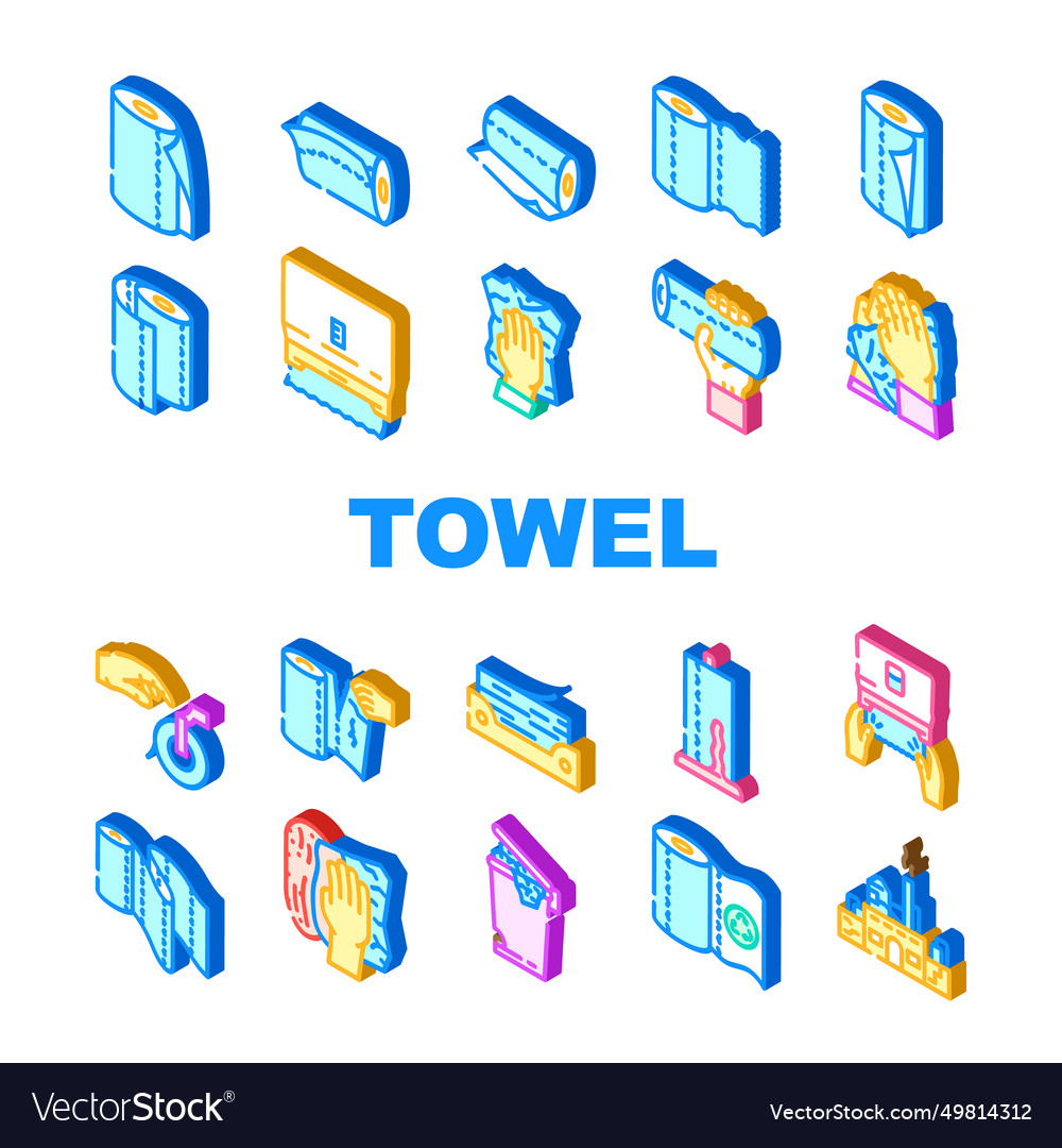 Paper towel kitchen roll tissue icons set