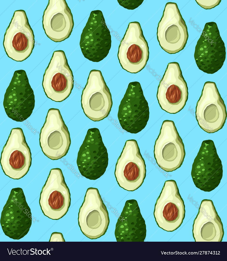 Seamless pattern with avocado halves in a row