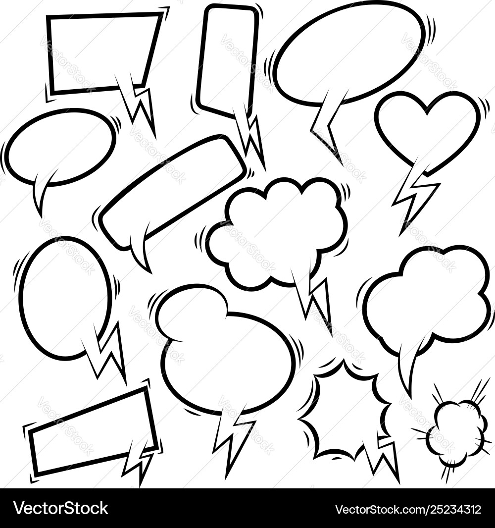 Set empty comic speech bubbles design element Vector Image