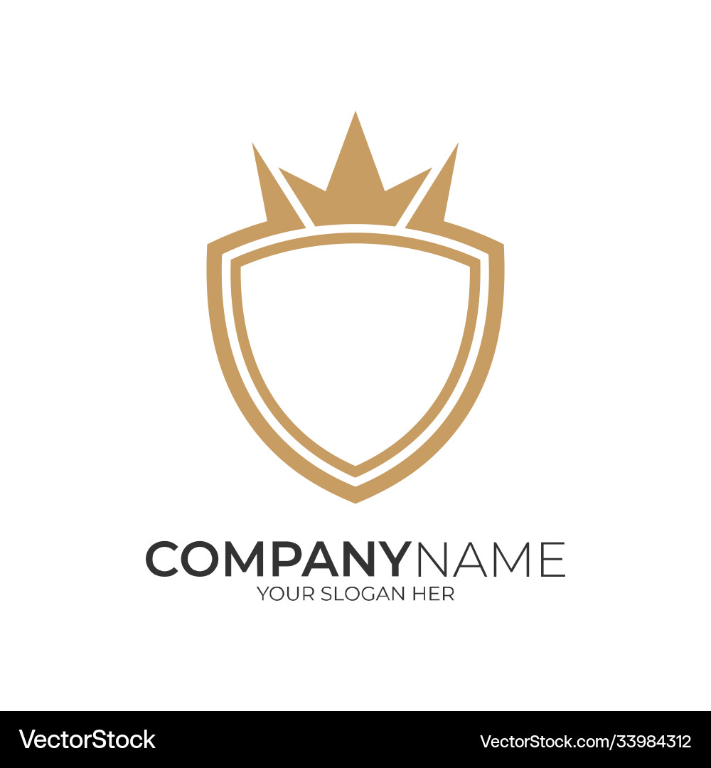 Shield crown logo template Royalty Free Vector Image