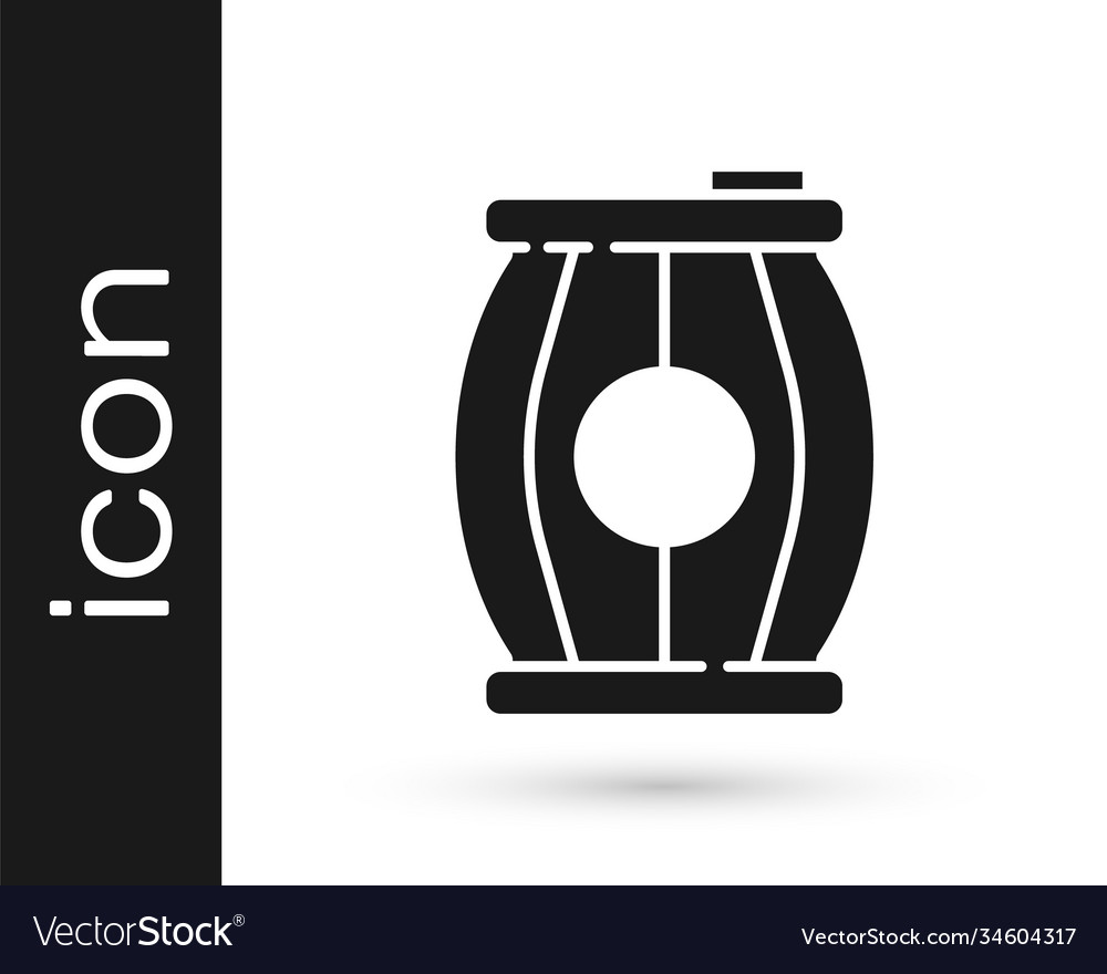 Black gun powder barrel icon isolated on white