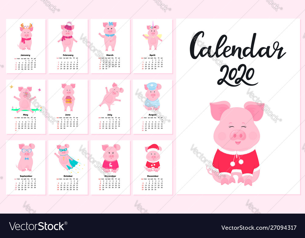 Calendar for 2020 from sunday to saturday cute