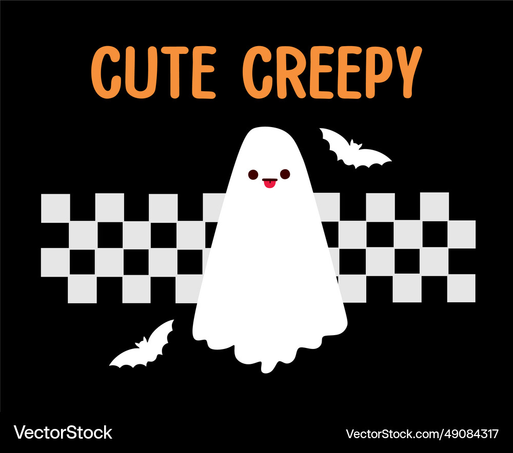 Cute creepy halloween with ghost Royalty Free Vector Image