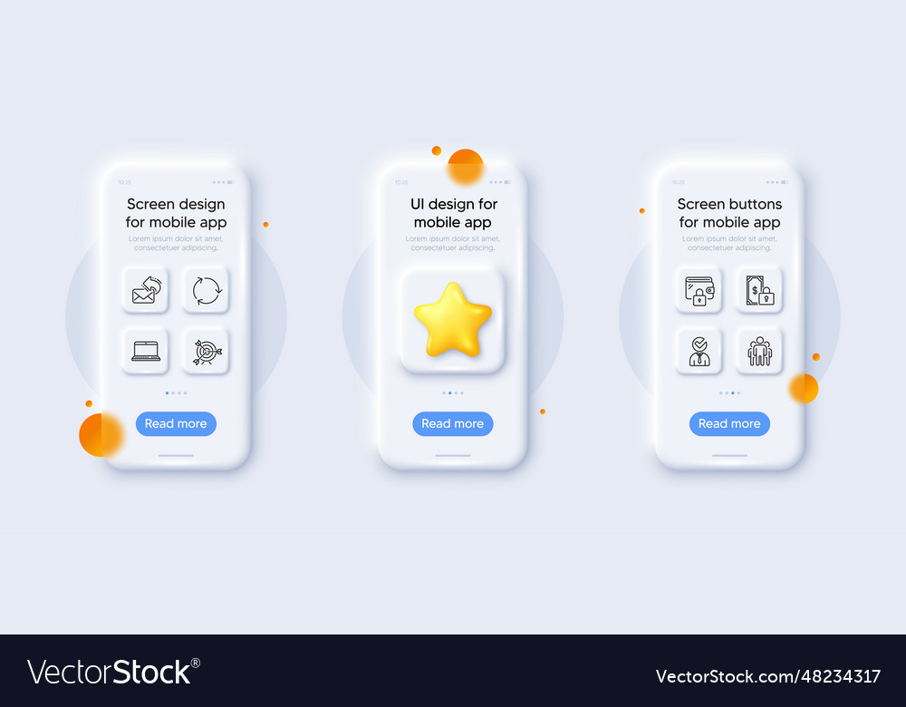 Group share mail and vacancy line icons pack