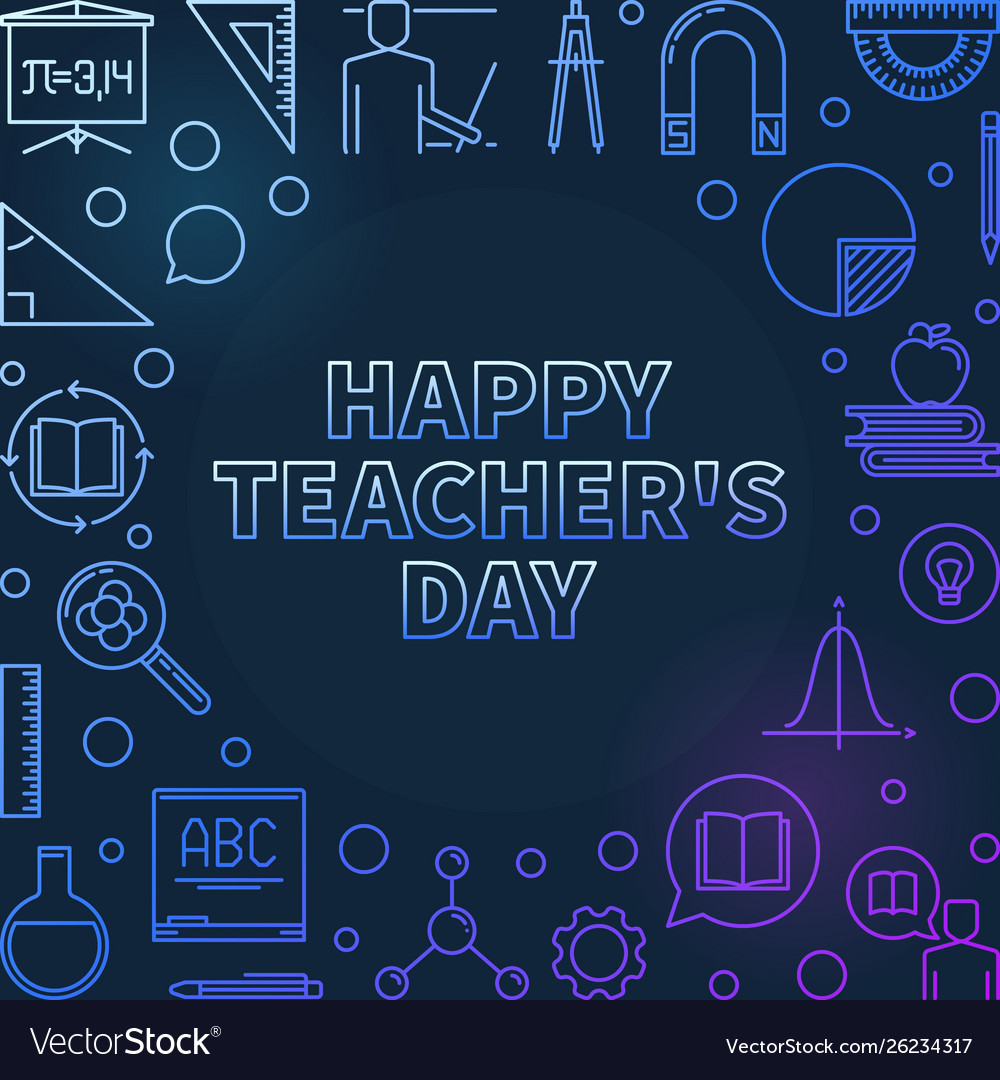 Happy teachers day concept colorful linear Vector Image