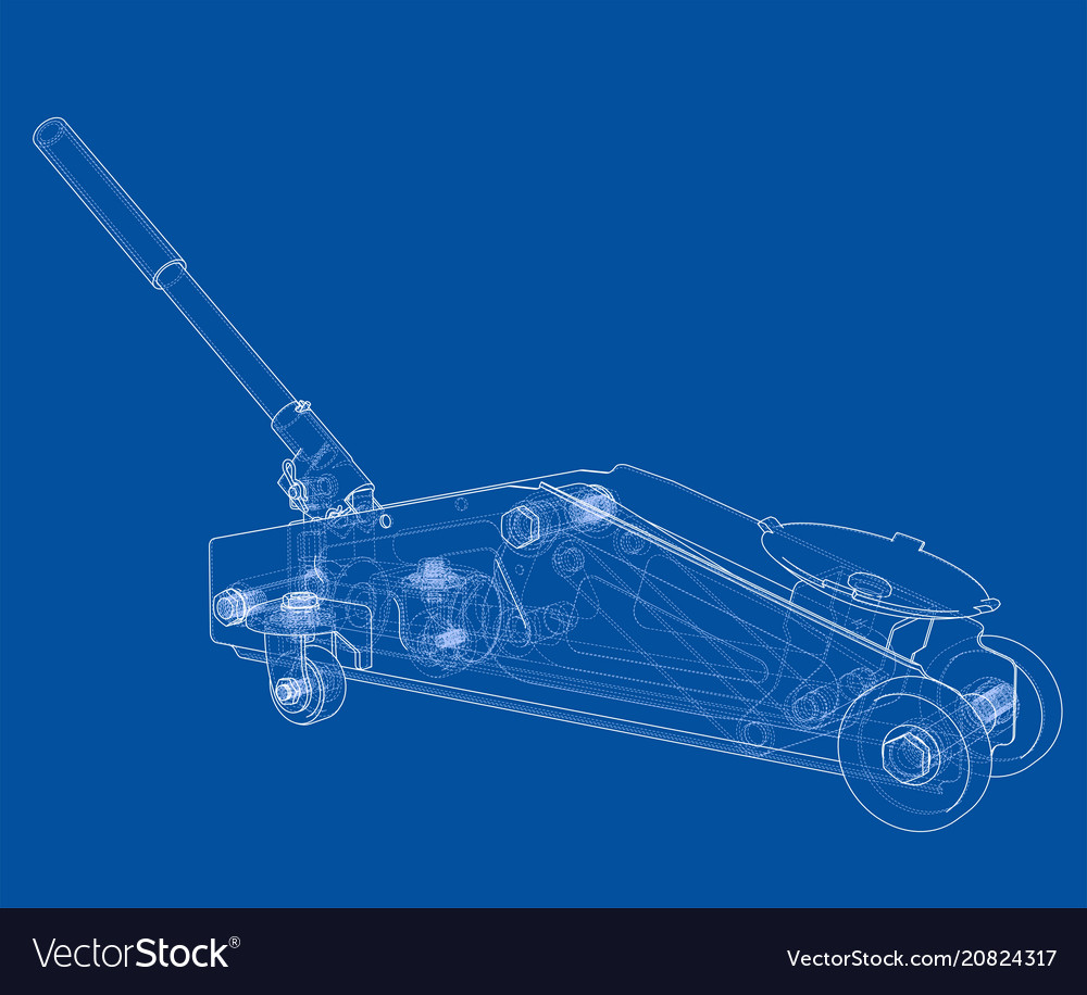 Hydraulic floor jack outline Royalty Free Vector Image